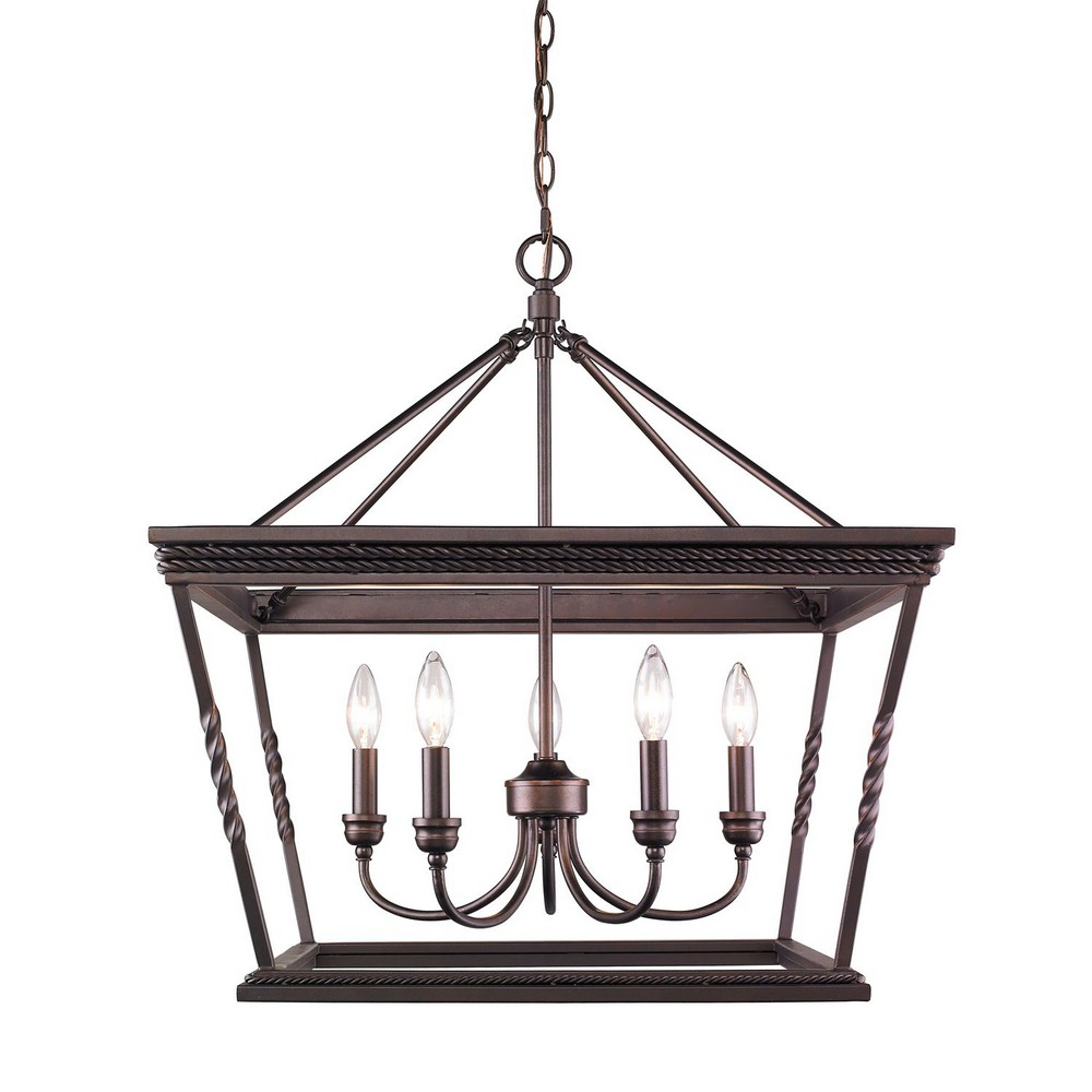 Golden Lighting-4214-5 EB-Davenport - Chandelier 5 Light Steel in Classic style - 25 Inches high by 24 Inches wide   Davenport - Chandelier 5 Light Steel in Classic style - 25 Inches high by 24 Inches